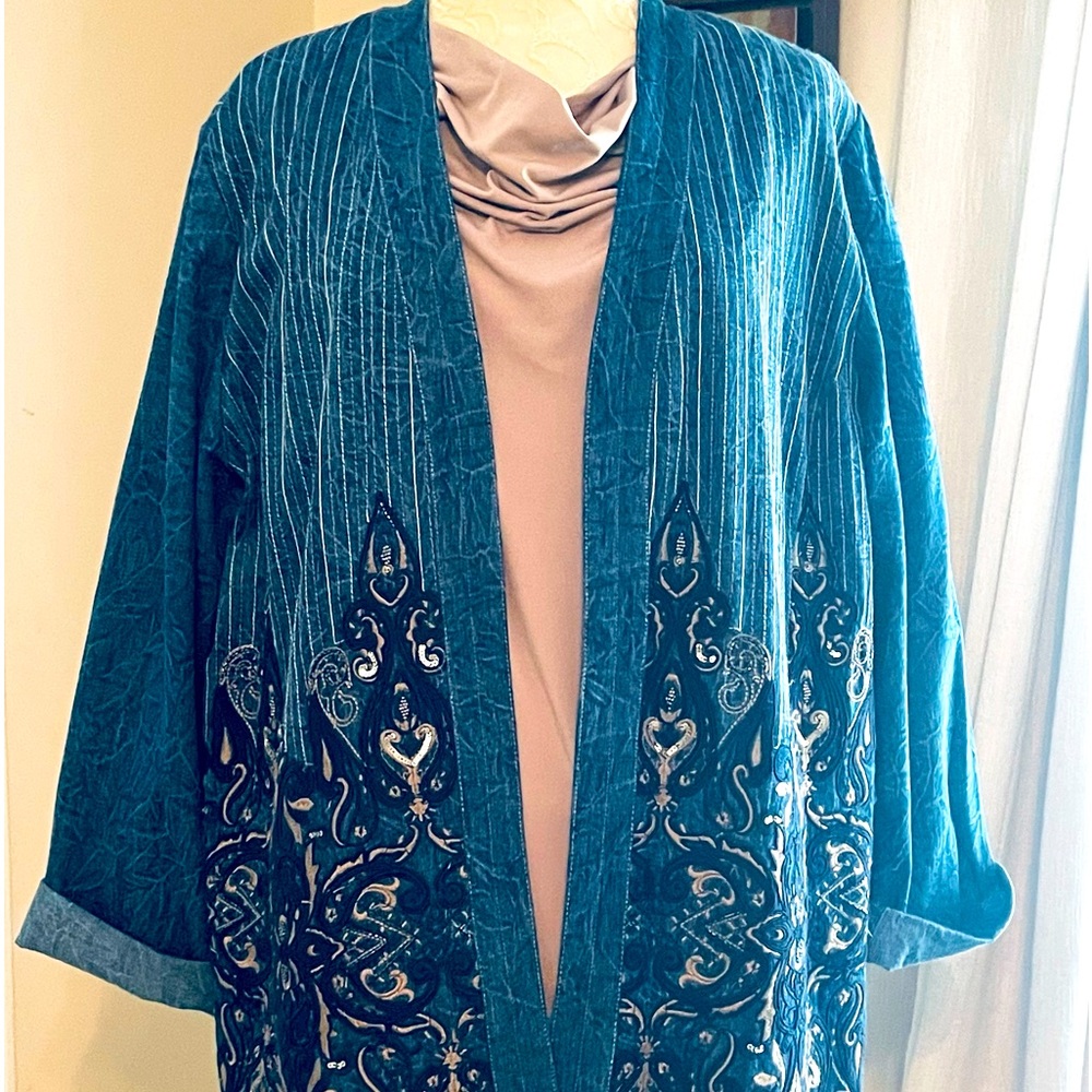 Chicos Denim Long Coat
